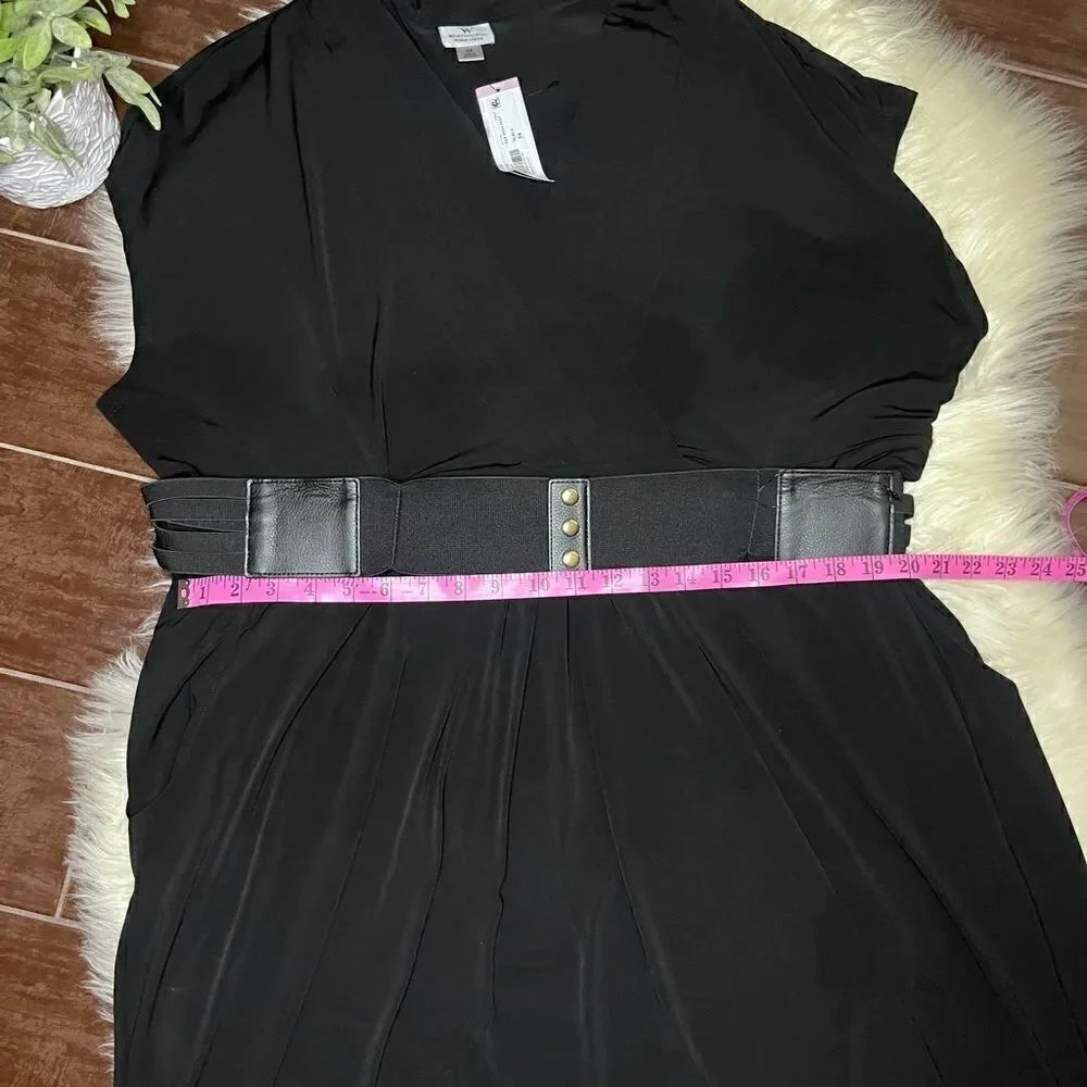 Worthington black faux wrap fitted high belted dress sz 3X - Picture 9 of 9